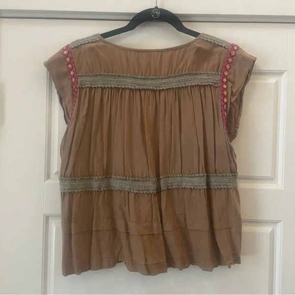 Anthropologie Blank London Sedona Embroidered Embellished Top Size Medium - Picture 5 of 10